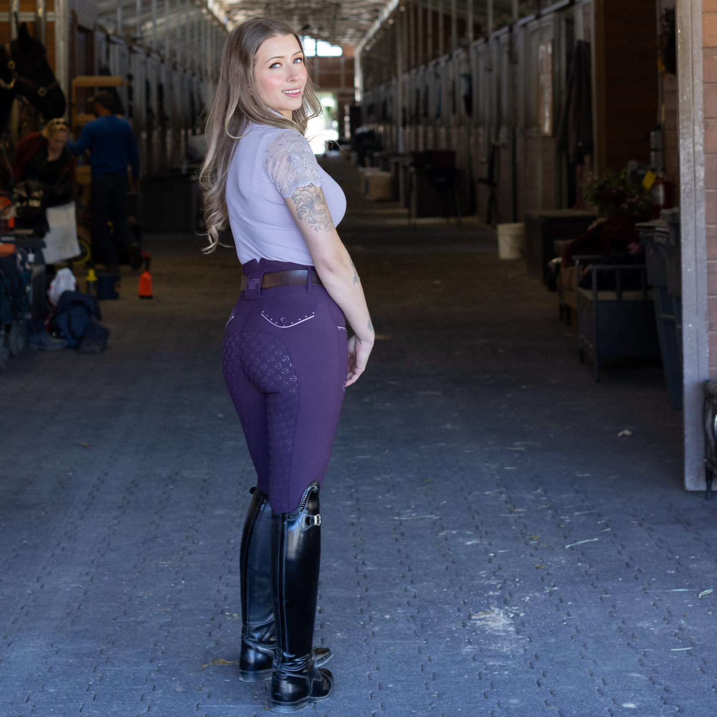Halter Ego® Charlie Short Sleeve Lace Riding Shirt - Light Amethyst