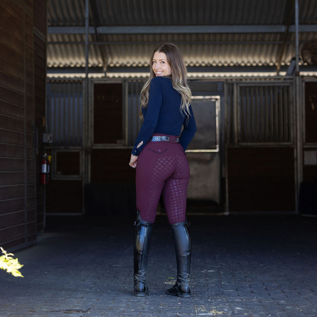 Halter Ego® Evolution Full Seat Breeches - Merlot - MID WAIST