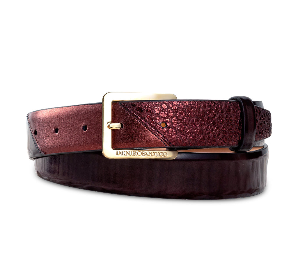 DeNiro Belt 00B - Brushed Burgundy & Buongiorno Bordeaux - Custom Order Deposit