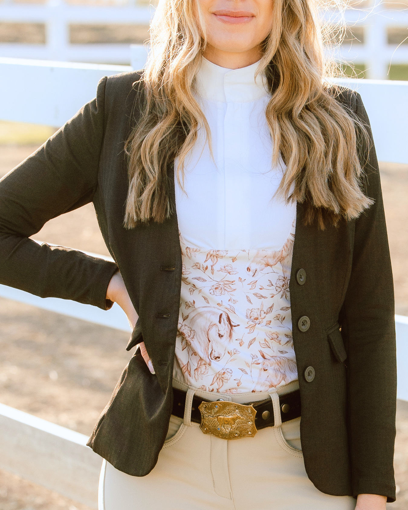D. D. Long Sleeve Capriole Competition Shirt - SEPIA