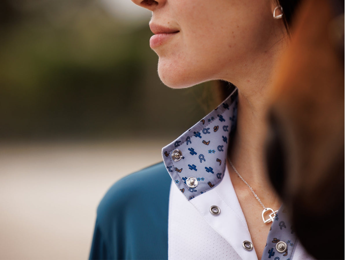 Essex Classics - Ladies "Luna II" Teal with Boot Scootin' Long Sleeve Performance Show Shirt