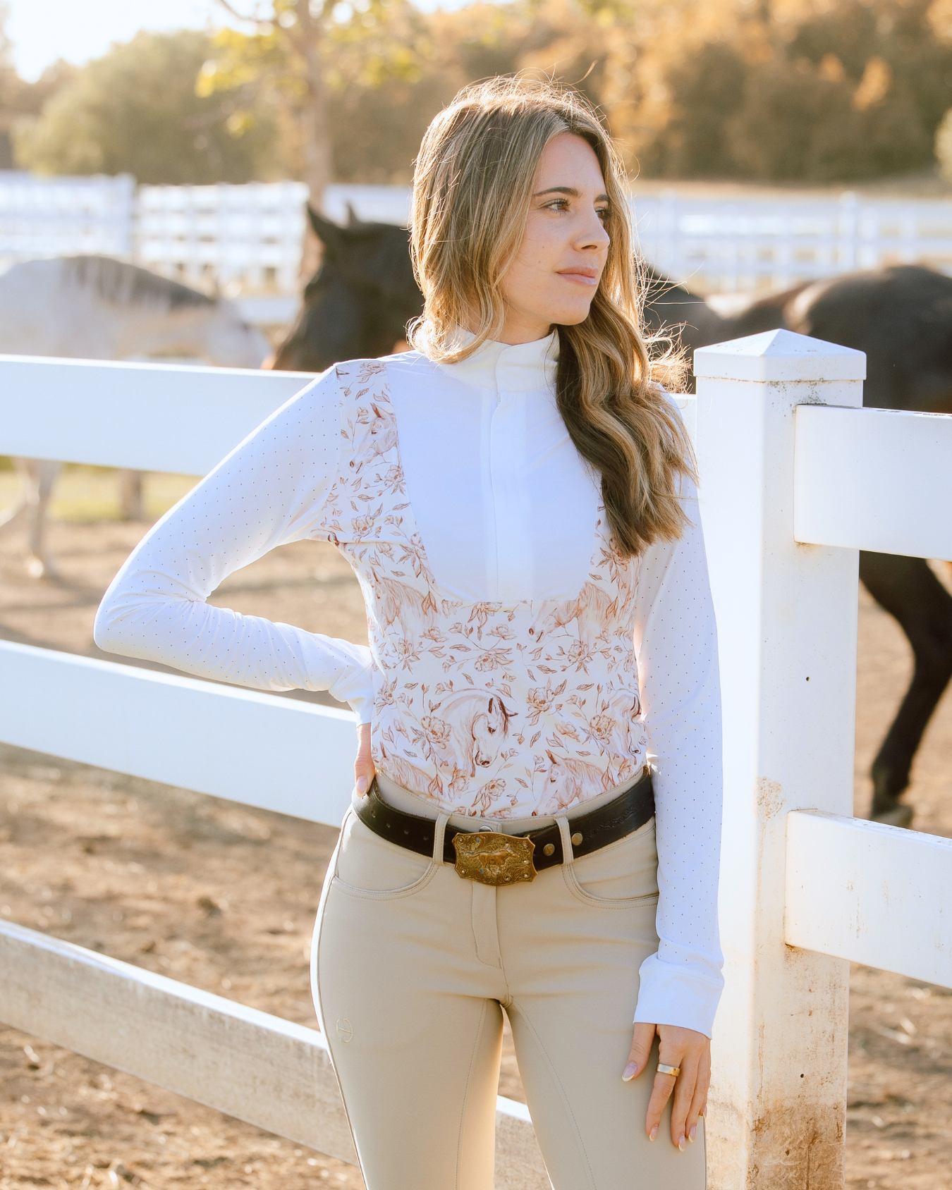 D. D. Long Sleeve Capriole Competition Shirt - SEPIA