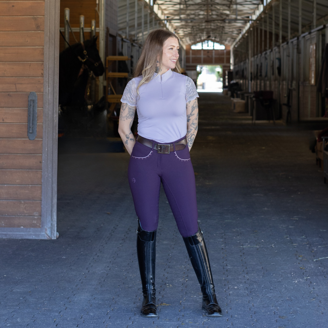 Halter Ego® Evolution Full Seat Breeches - Dark Plum - HIGH WAIST