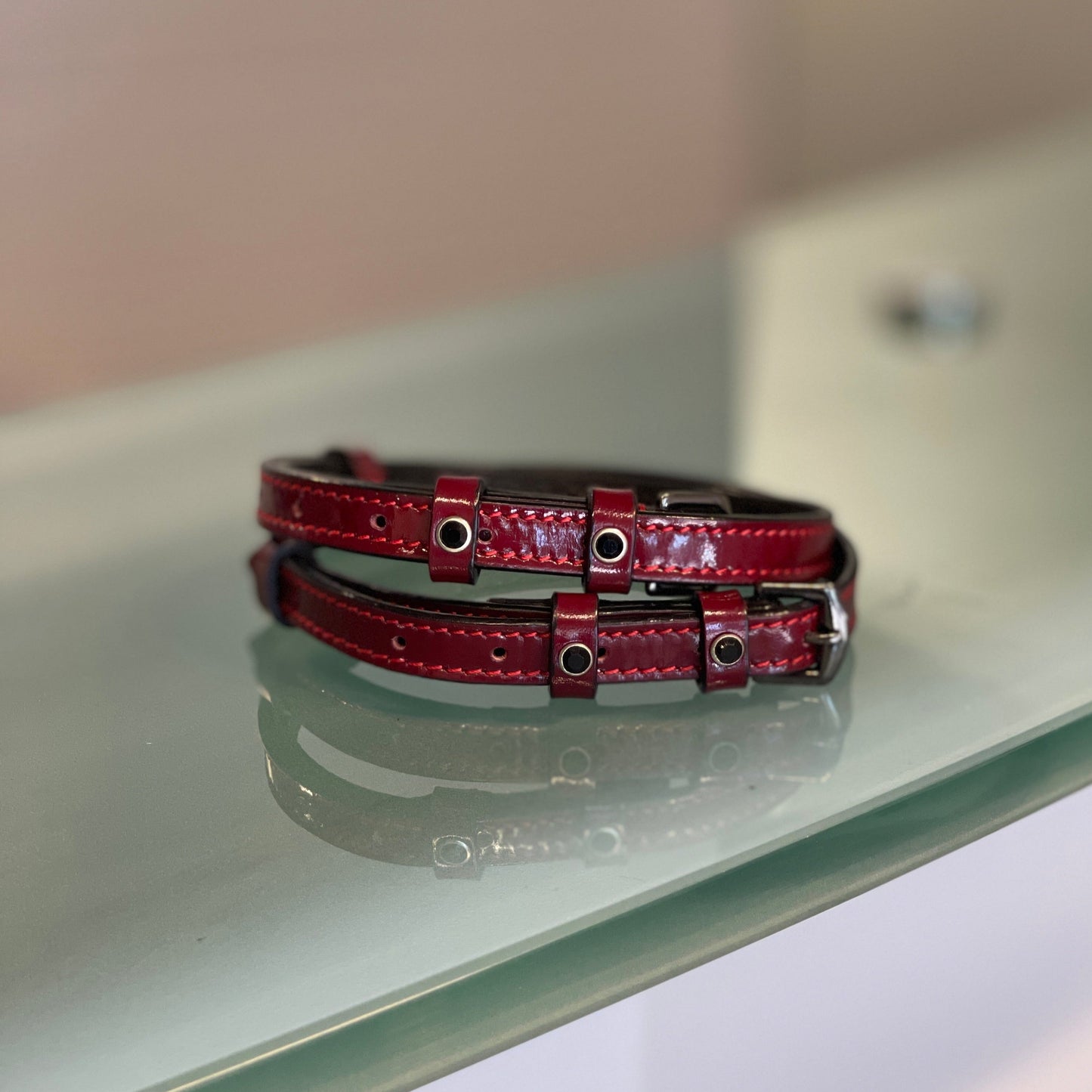 Halter Ego® Hayworth Burgundy Patent Leather Spur Straps