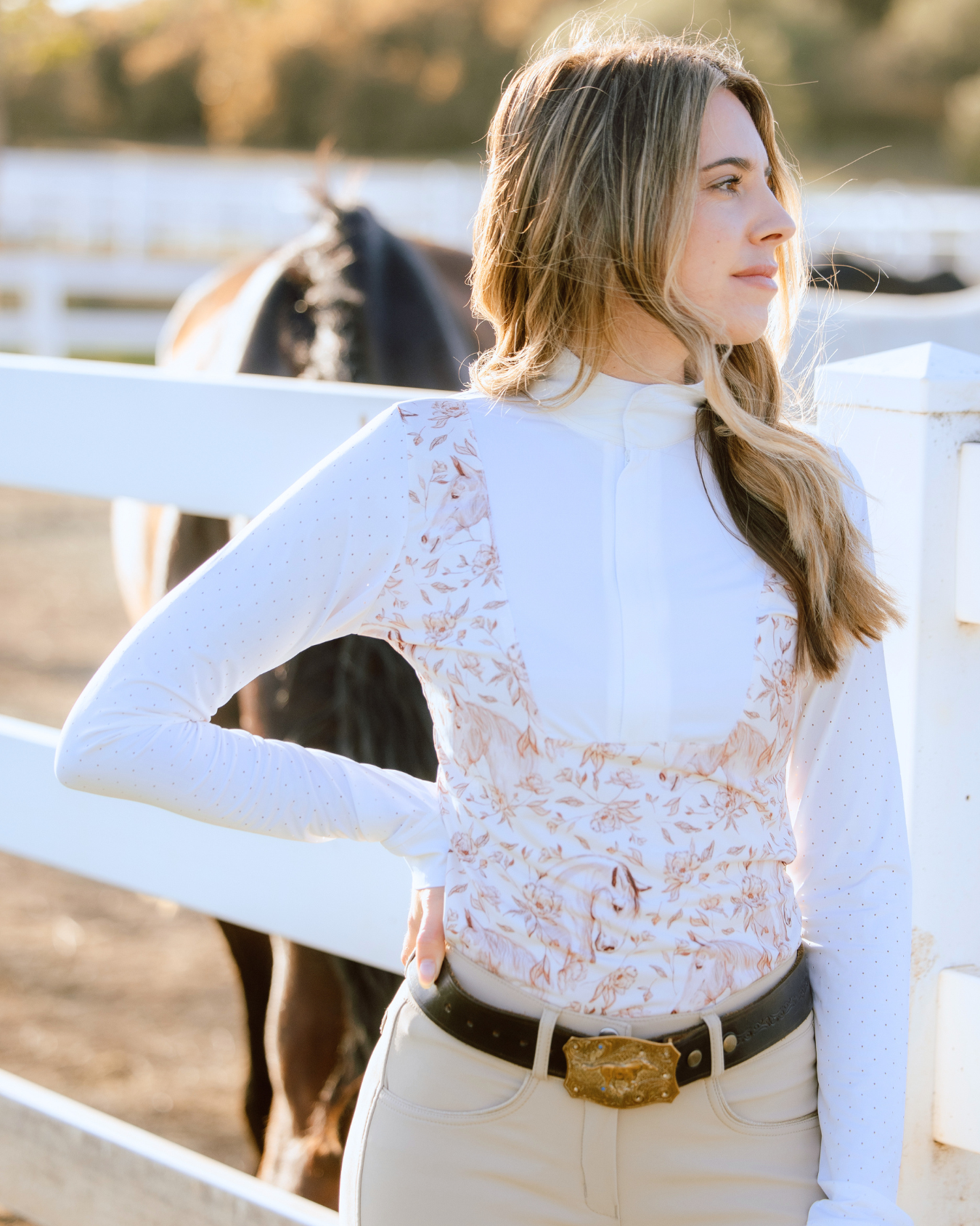 D. D. Long Sleeve Capriole Competition Shirt - SEPIA