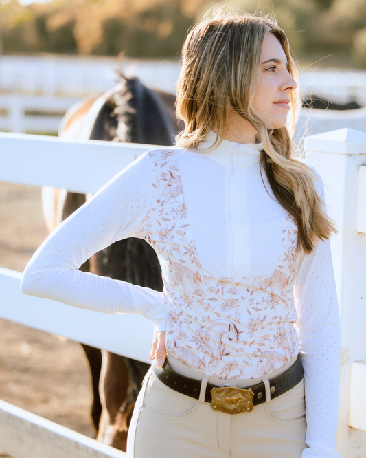 D. D. Long Sleeve Capriole Competition Shirt - SEPIA