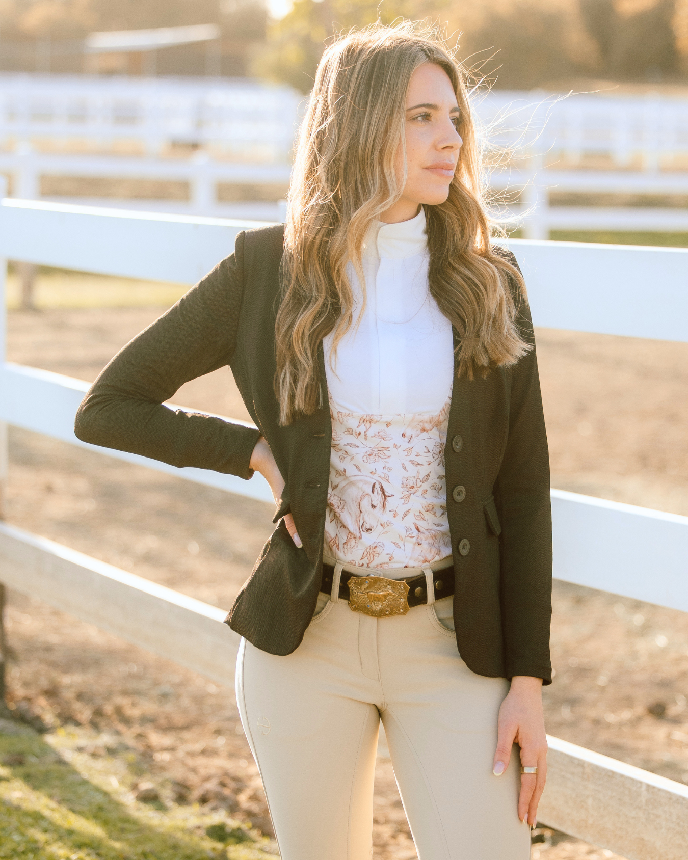 D. D. Long Sleeve Capriole Competition Shirt - SEPIA