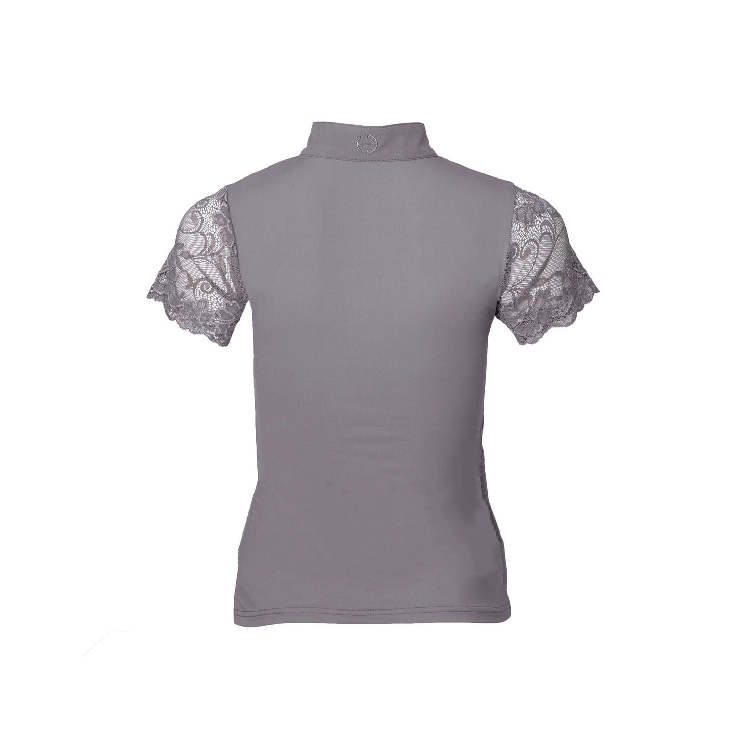 Halter Ego® Tara Short Sleeve Lace Competition Shirt - Dove Grey