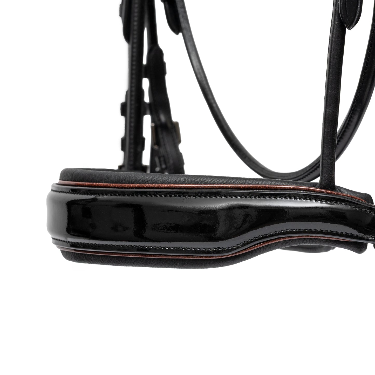 Halter Ego® 🤎 The Aachen Rolled Black Patent Leather Double Bridle