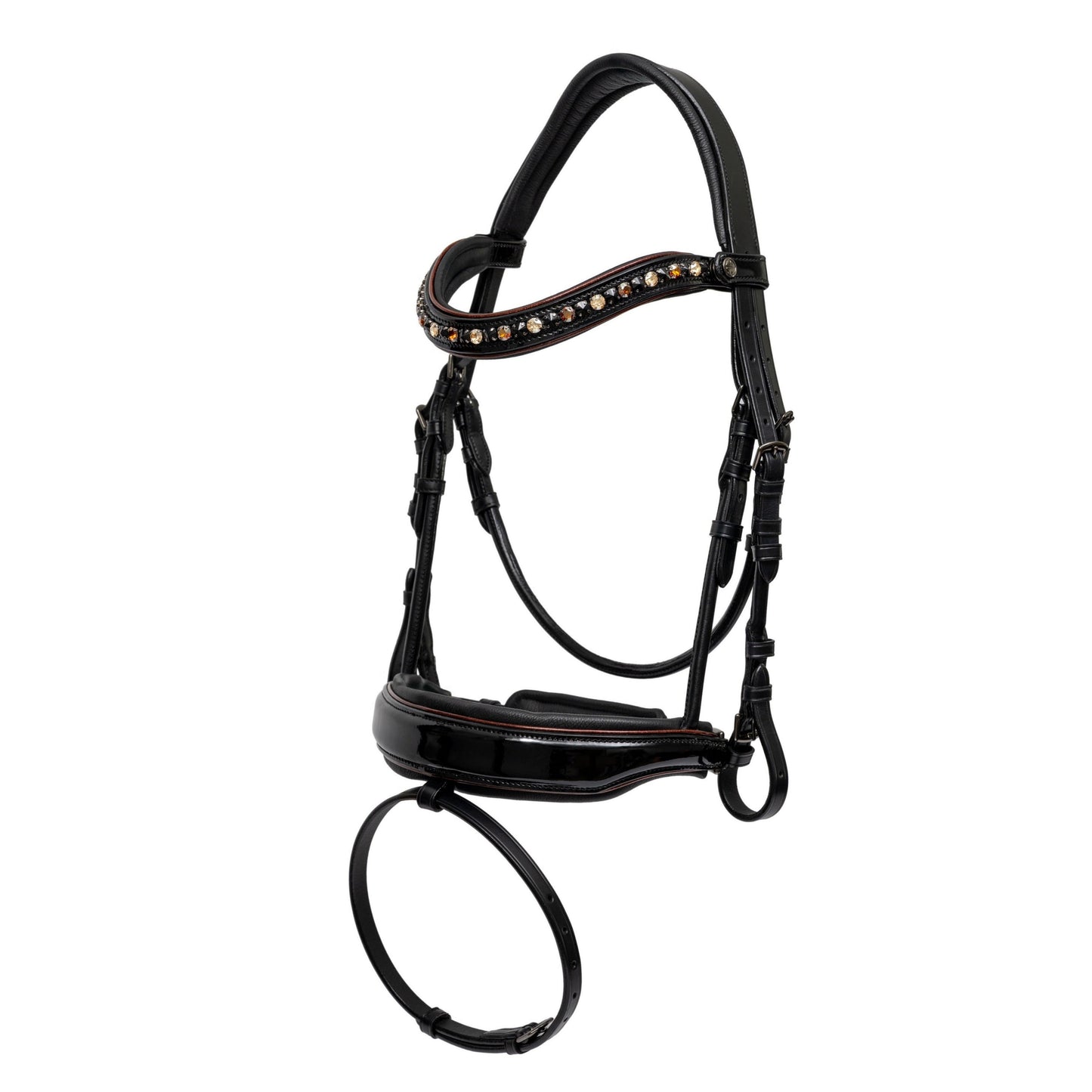 Halter Ego® 🤎 The Aachen Rolled Black Patent Leather Snaffle Bridle