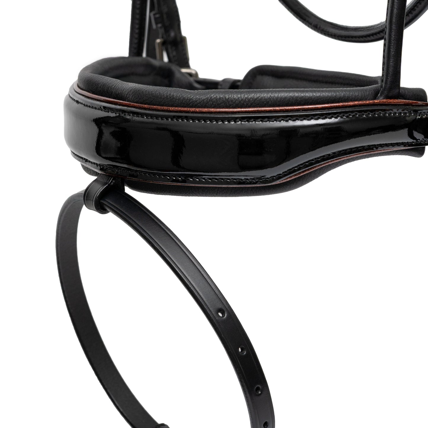 Halter Ego® 🤎 The Aachen Rolled Black Patent Leather Snaffle Bridle