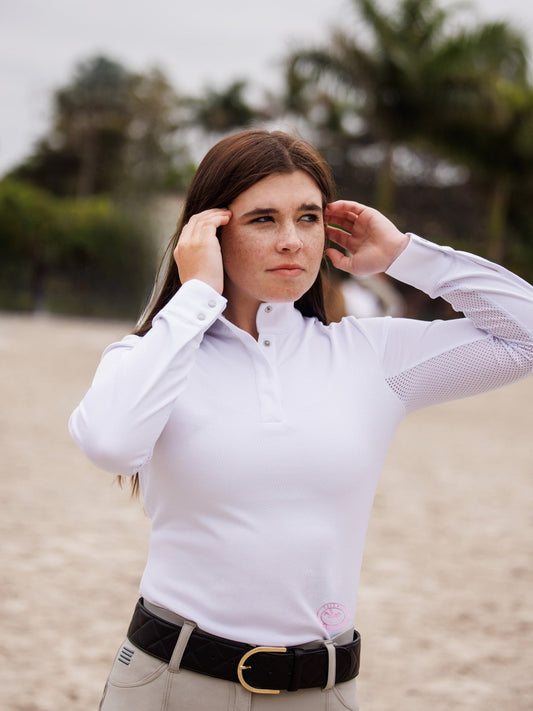 Essex Classics - Cambridge Ladies Long Sleeve Show Shirt - White