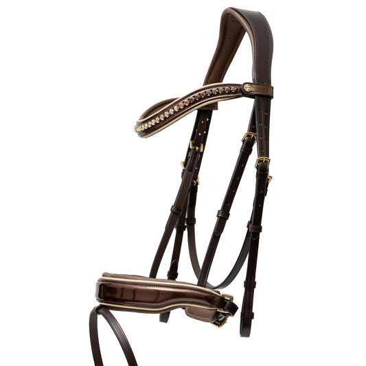 Halter Ego® The Catalonia Metallic Bronze Leather Snaffle Bridle with Removable Flash