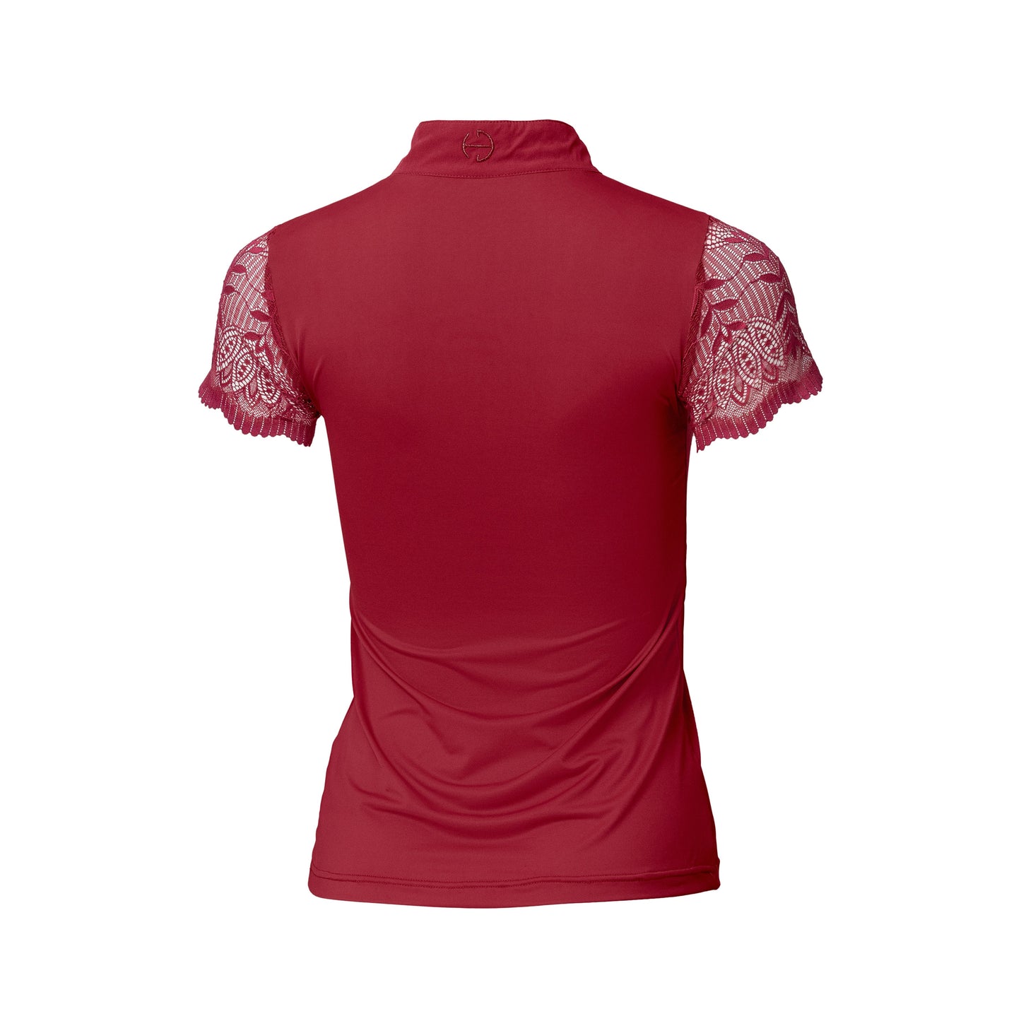 Halter Ego® Charlie Short Sleeve Lace Riding Shirt - Cherry Red