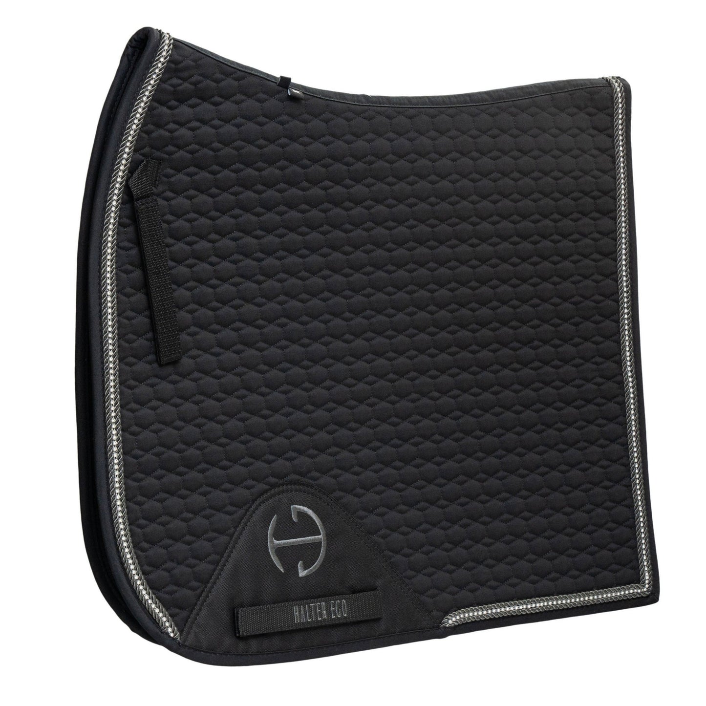 Halter Ego® European Cotton Dressage Saddle Pad - Black with Crystal & Gunmetal Trim