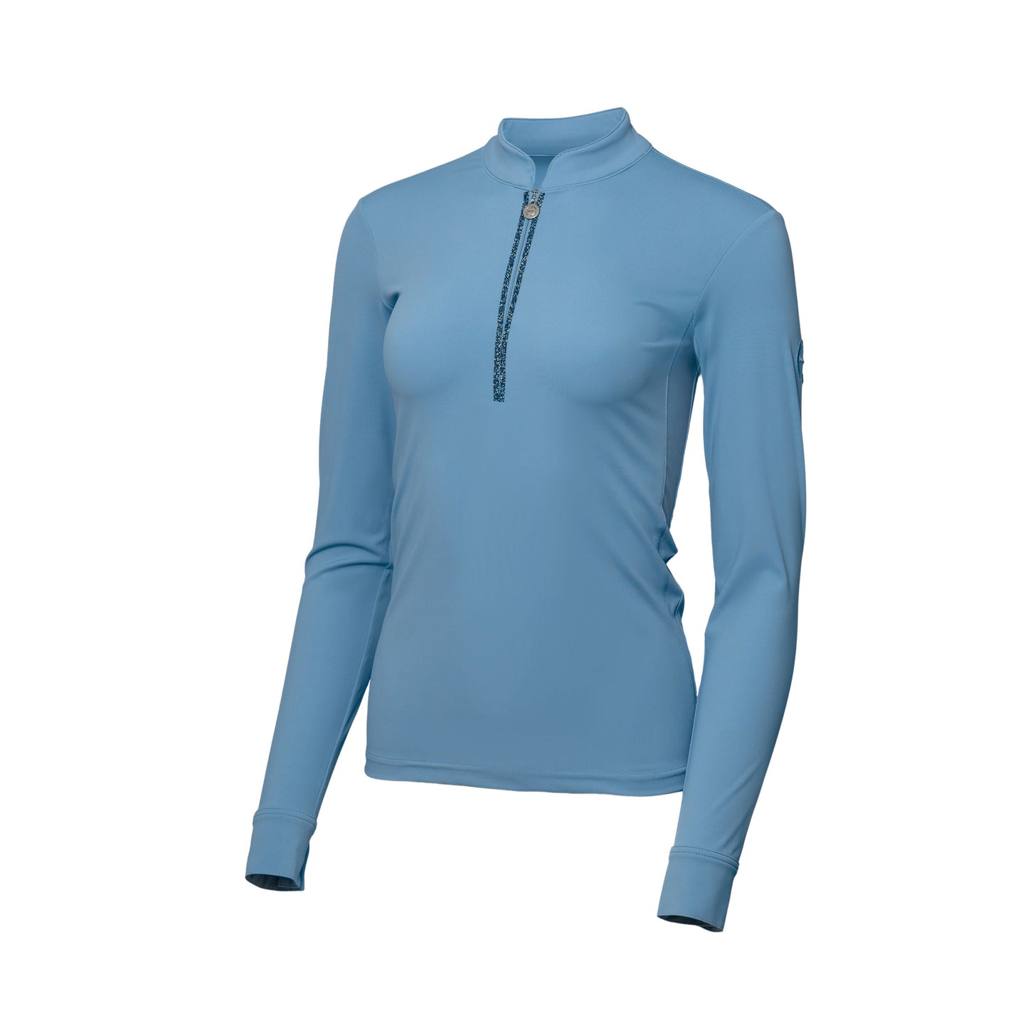 Halter Ego® Heidi - Long Sleeve Riding Top with Crystal Fabric Trim