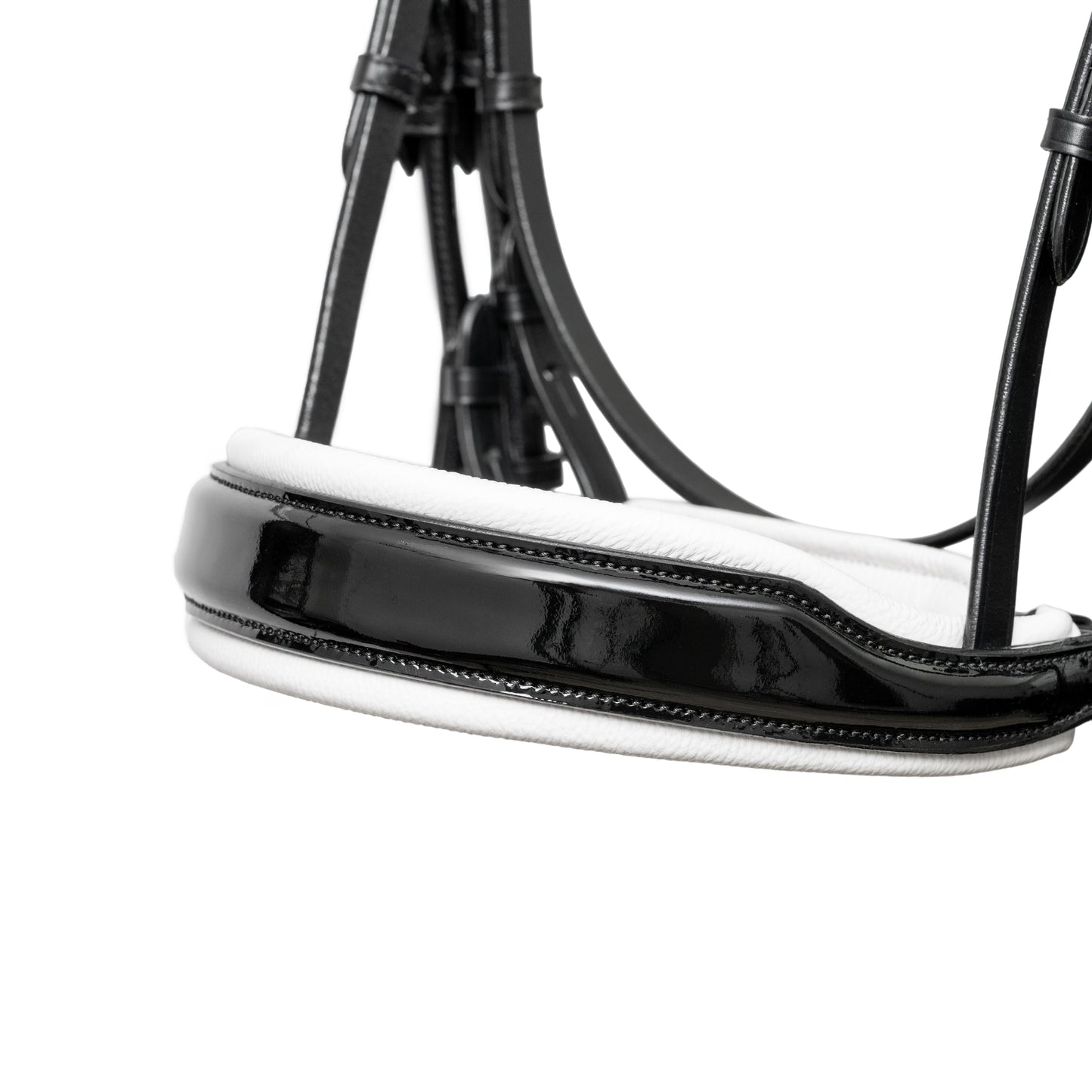 Halter Ego® Mont Blanc Black Patent Double Bridle With White Padding