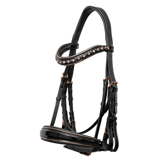 Halter Ego® LIMITED EDITION: Aurelia Black Patent & Rose Gold Double Bridle