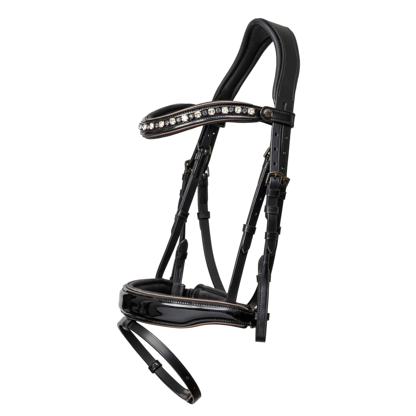 Halter Ego® Ocala Black Patent Leather Snaffle Bridle With Removable Flash