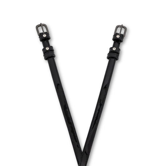 Halter Ego® Showstopper Black Patent Leather & Clear Crystal Rivet Spur Straps