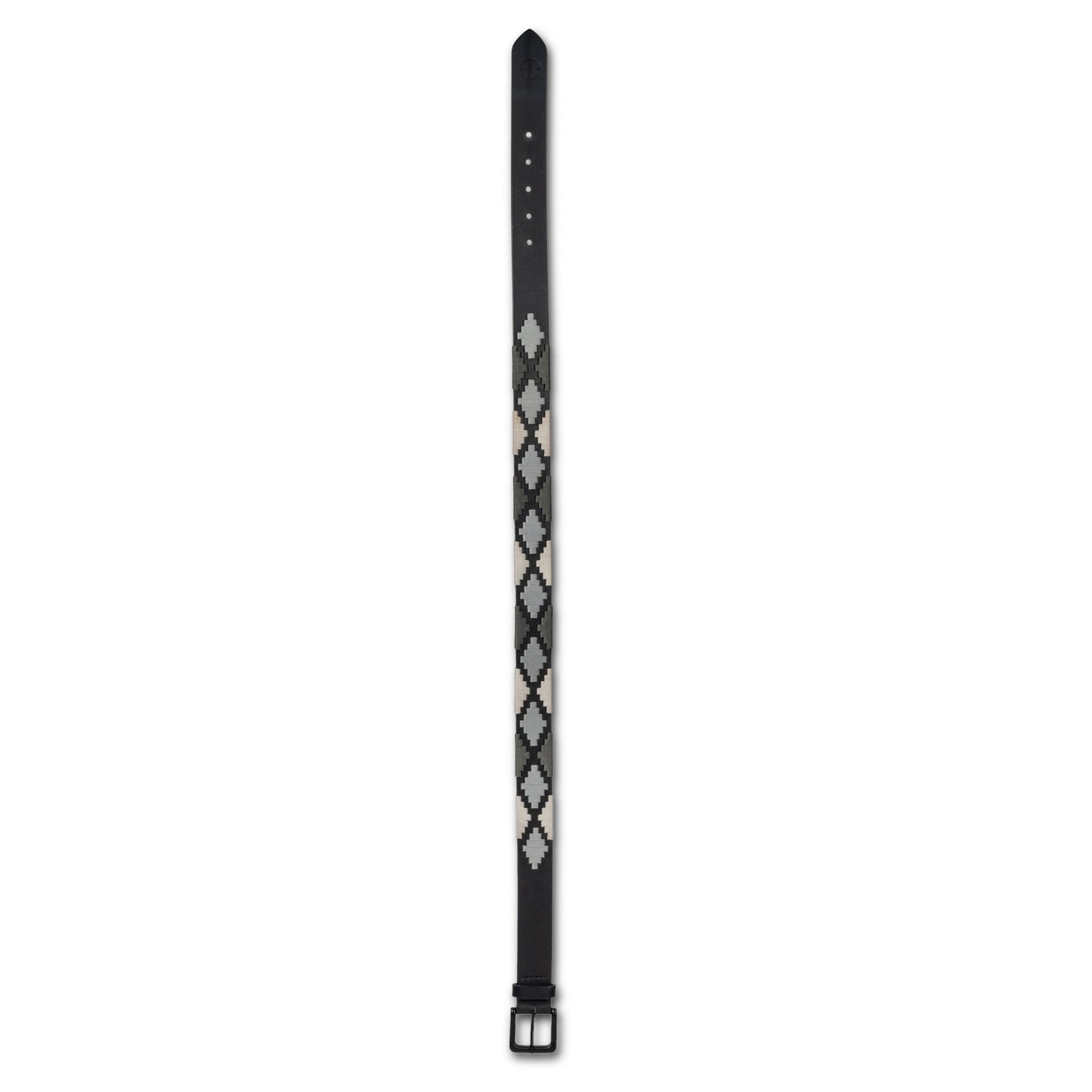 Halter Ego® Sierra Blanca  -Gunmetal Grey, Silver & Pearl Black Leather Polo Belt