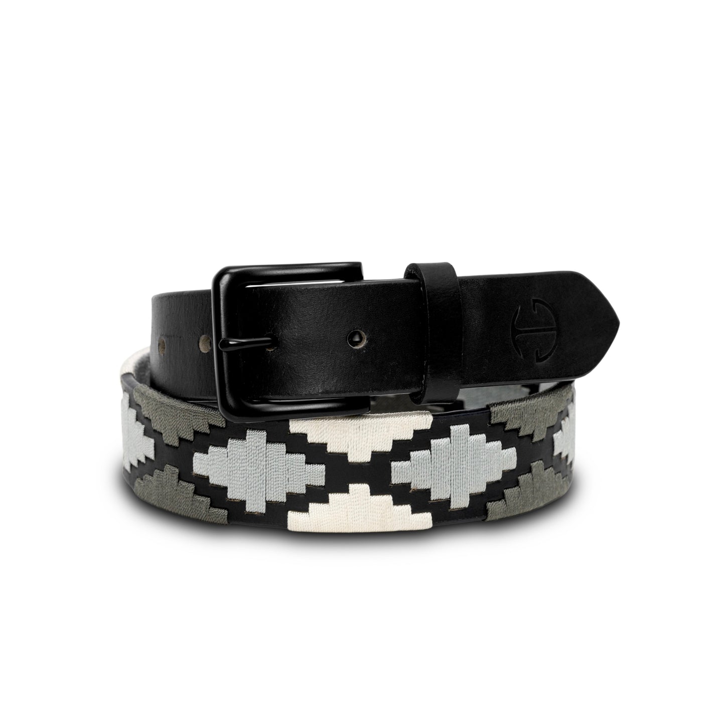 Halter Ego® Sierra Blanca  -Gunmetal Grey, Silver & Pearl Black Leather Polo Belt
