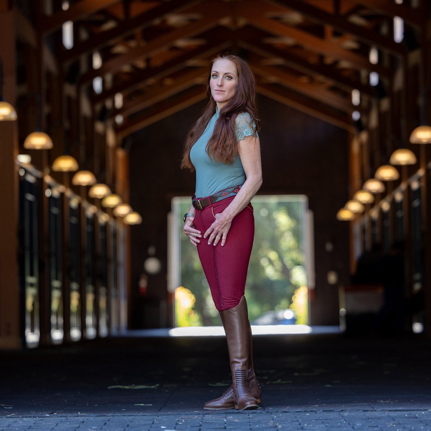Halter Ego® Evolution Full Seat Breeches - Barn Red - MID WAIST