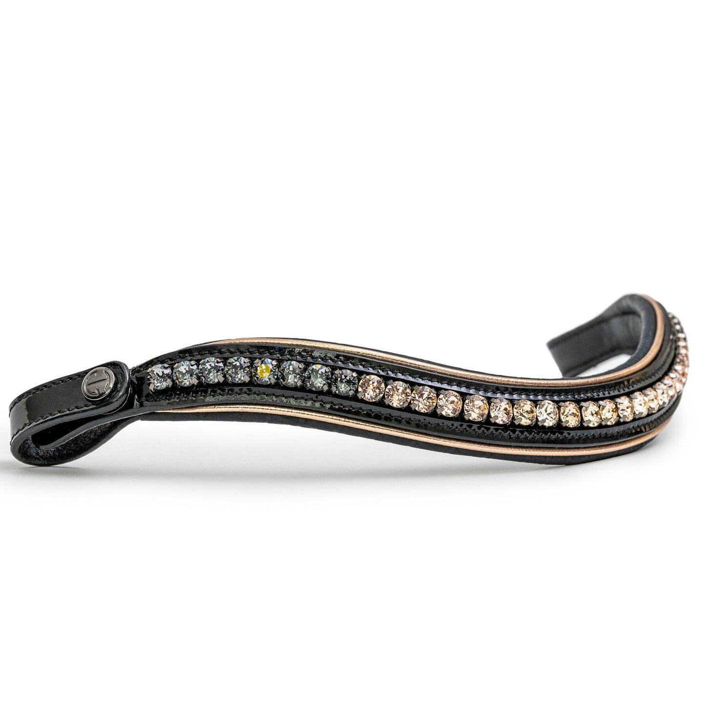 🖤 The Gotham Black Patent Snaffle Bridle – Patent Leather | Croc Print | Ombre Austrian Crystal Browband