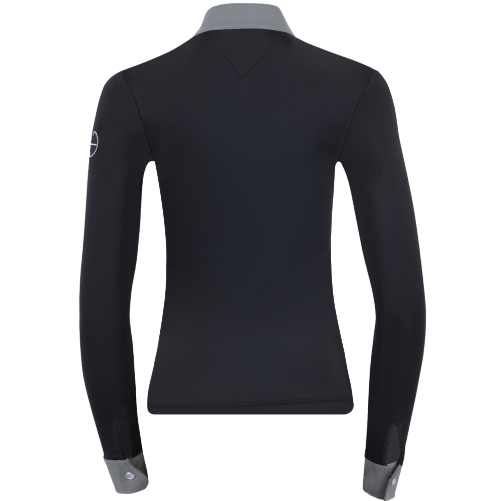 Halter Ego® Halter Ego®Roxana - Black & Luxe Gray Long Sleeve Riding Shirt
