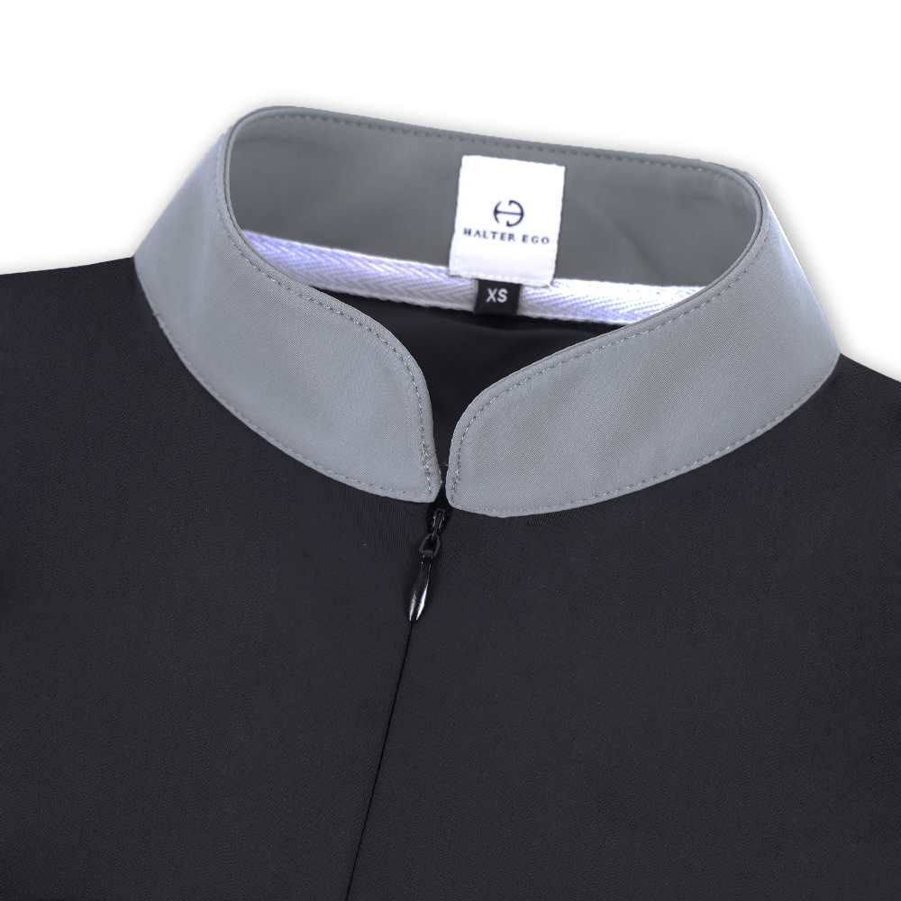 Halter Ego® Halter Ego®Roxana - Black & Luxe Gray Long Sleeve Riding Shirt