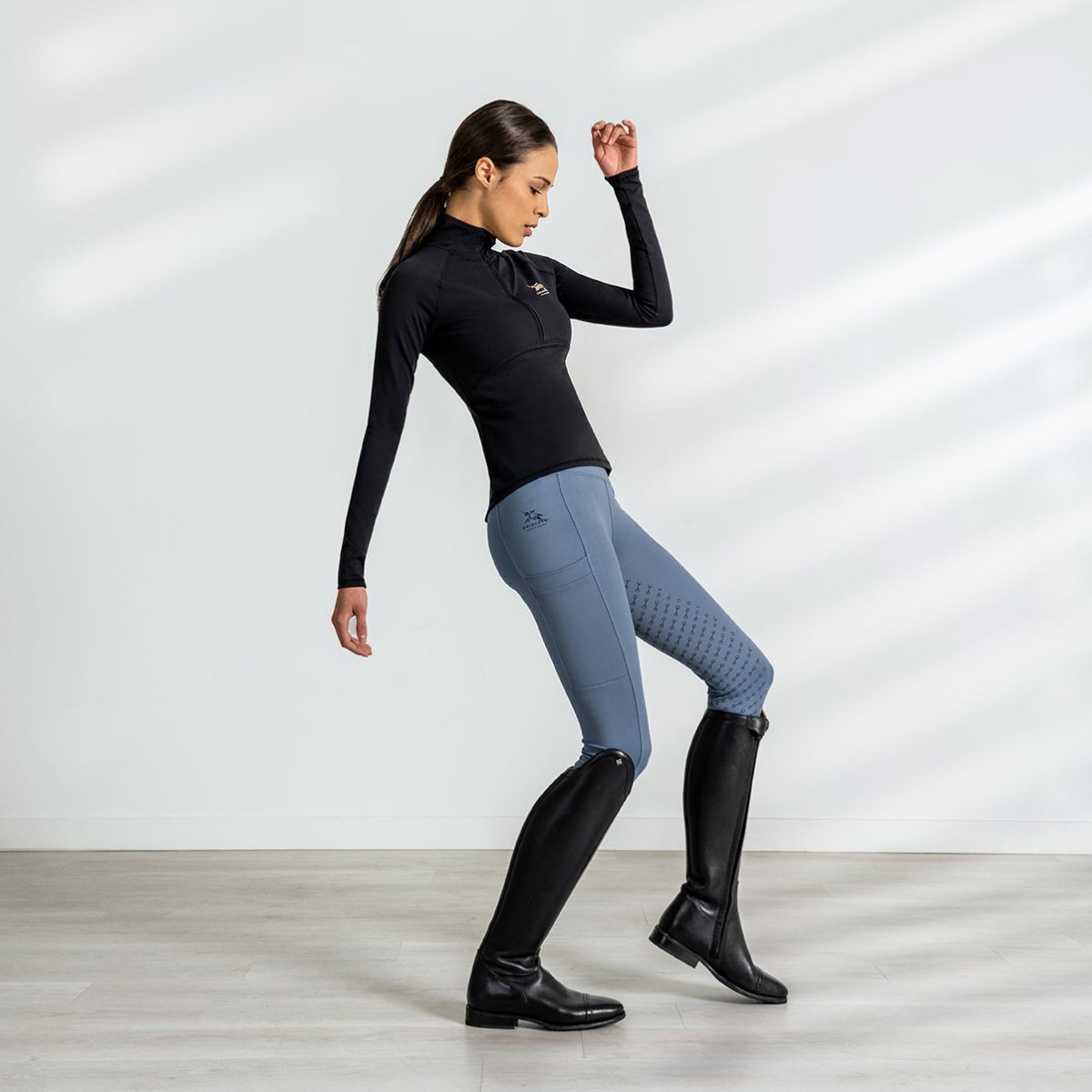 Uniqcorn Exceptionnel Hi-Rise Equestrian Tights "Smoked Blue"