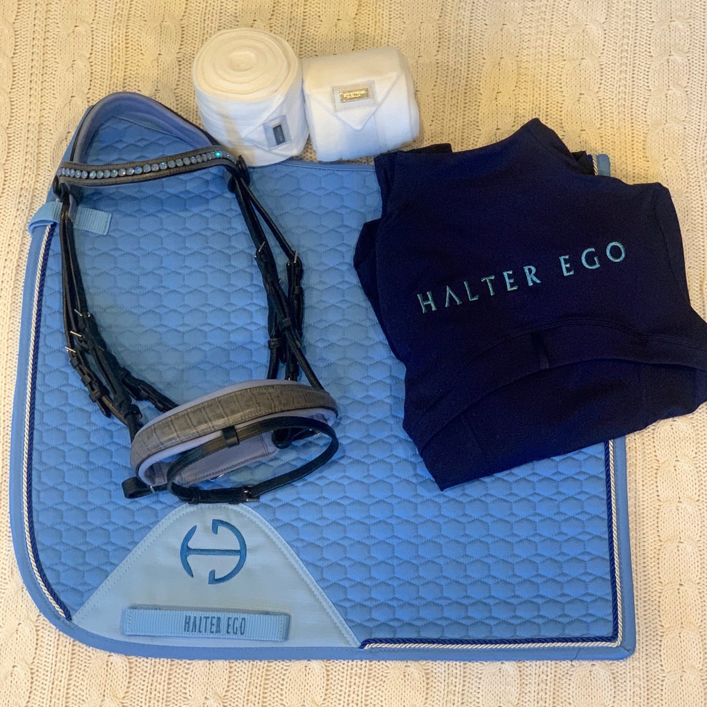 Halter Ego - European Cotton Dressage Saddle Pad - Sky Blue