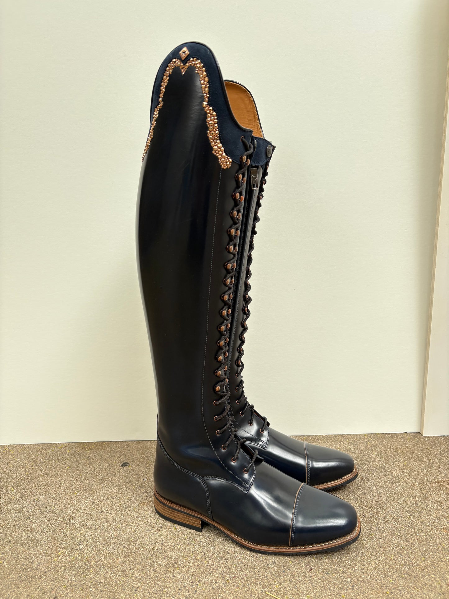 Size: 39 MA M 35.8/47 - DeNiro Tintoretto - Brushed Navy - Suede Rondine Top & Rose Gold Details - NEW
