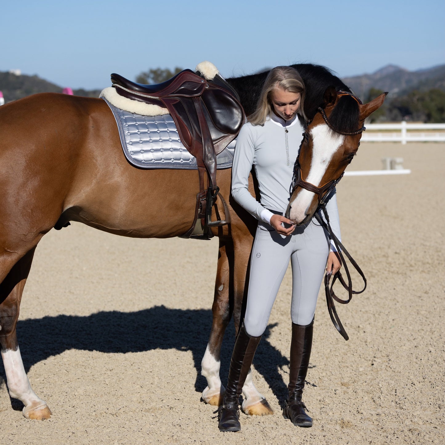 Halter Ego - Satin Classic Jump Saddle Pad - Platinum