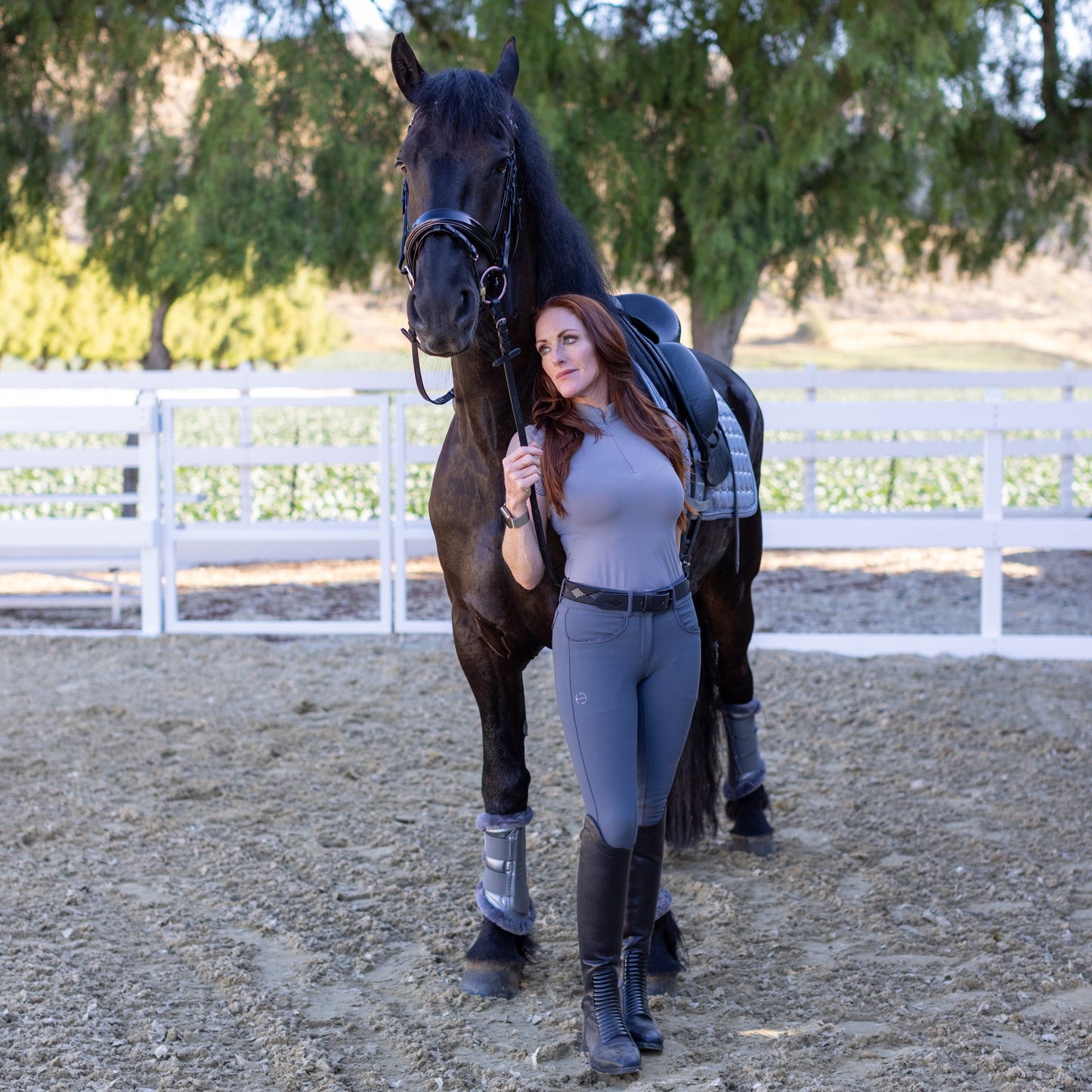 Halter Ego® Evolution Full Seat Breeches - Jet Set Gray & Anthracite