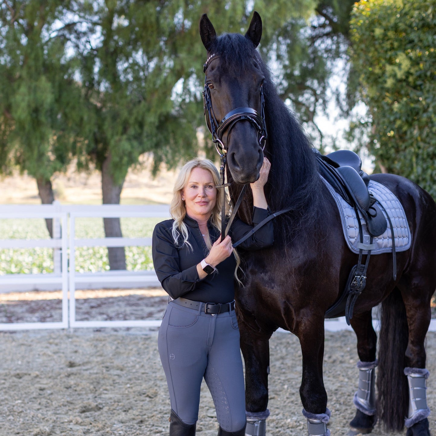 Halter Ego® Evolution Full Seat Breeches - Jet Set Gray & Anthracite