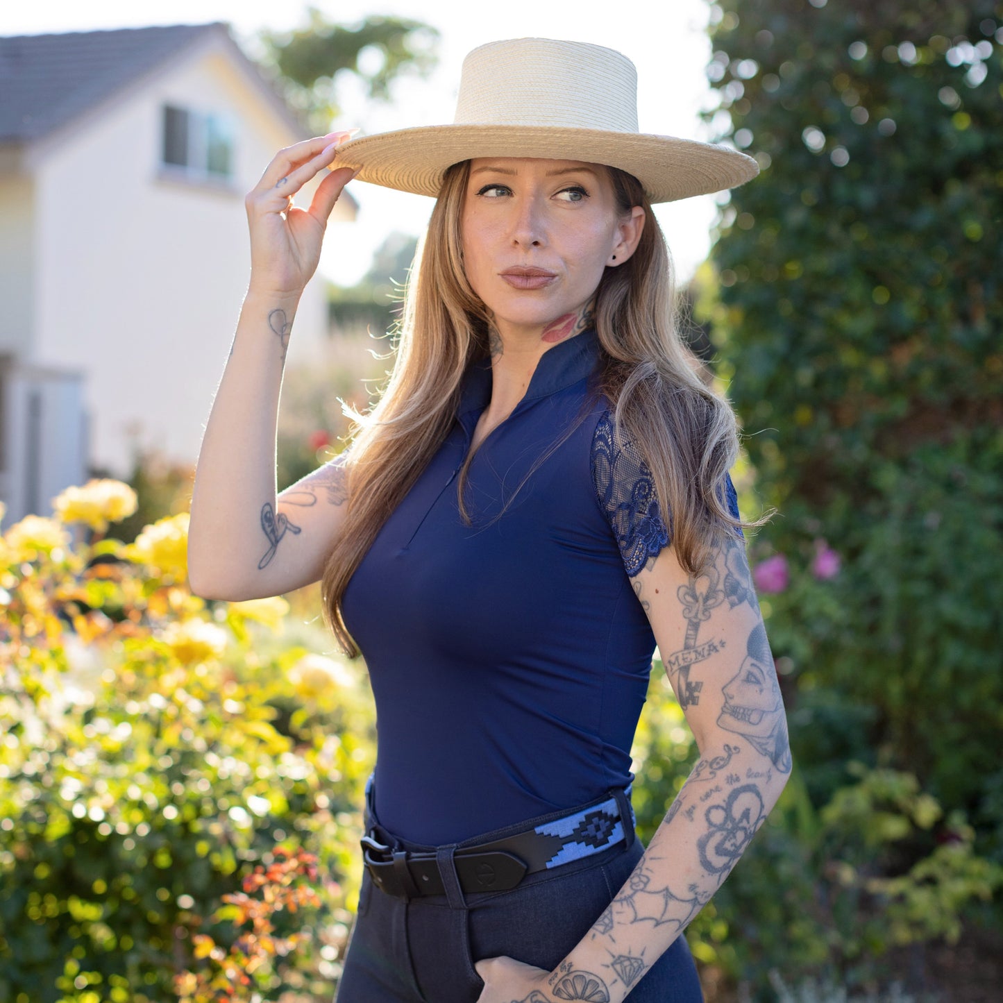 Halter Ego® Azul Nocturno - Midnight  & Sky Blue Black Leather Polo Belt