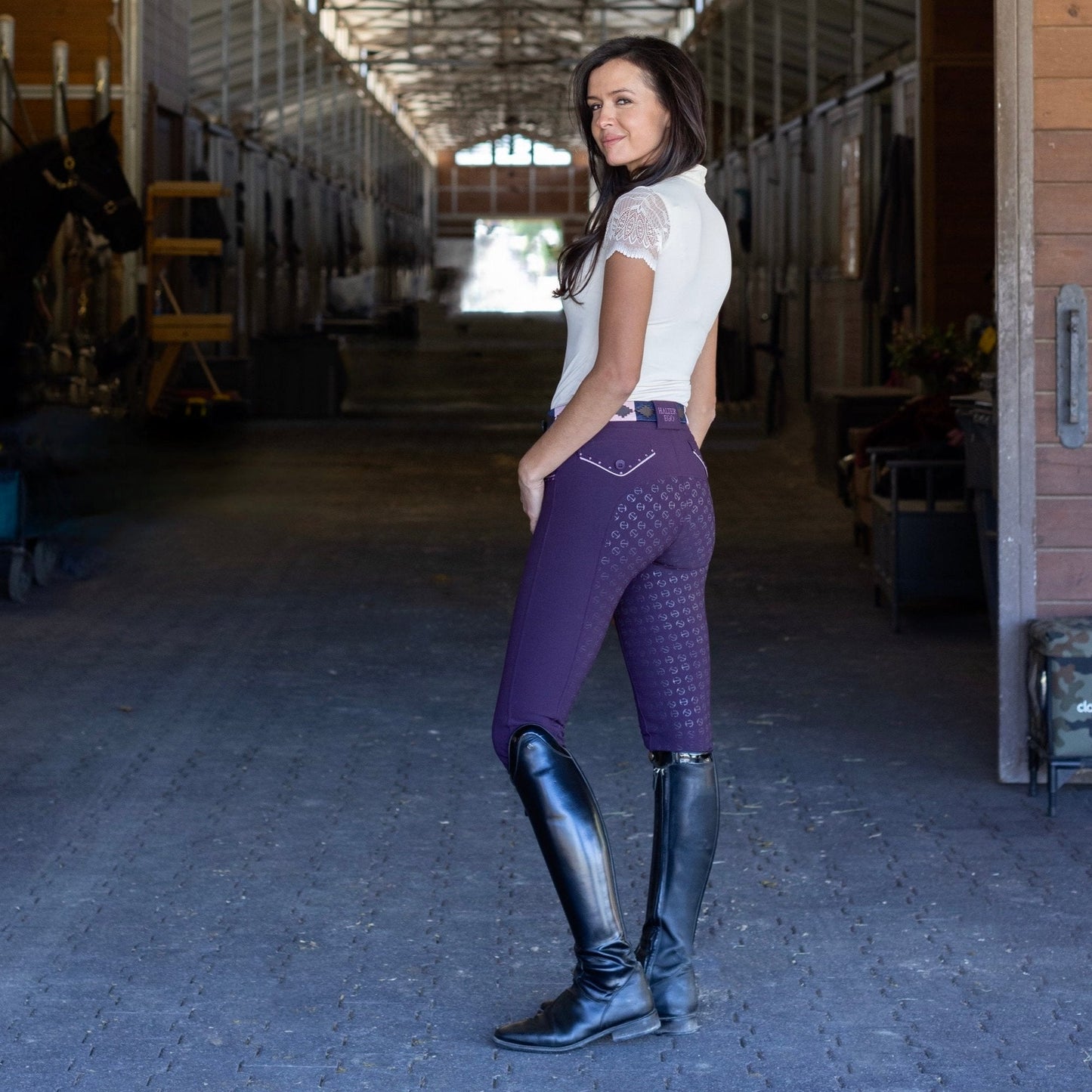 Halter Ego® Evolution Full Seat Breeches - Dark Plum - MID WAIST