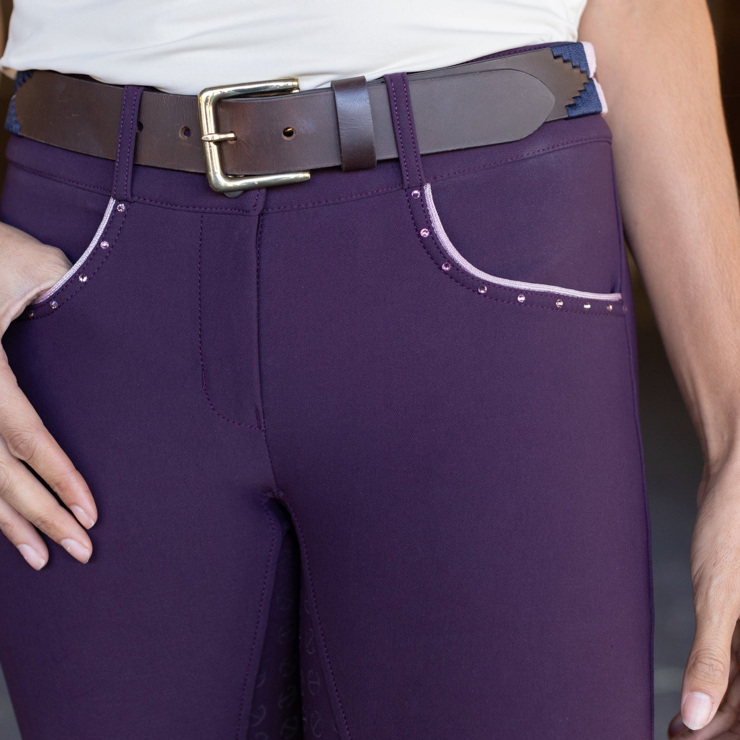 Halter Ego® Evolution Full Seat Breeches - Dark Plum - HIGH WAIST