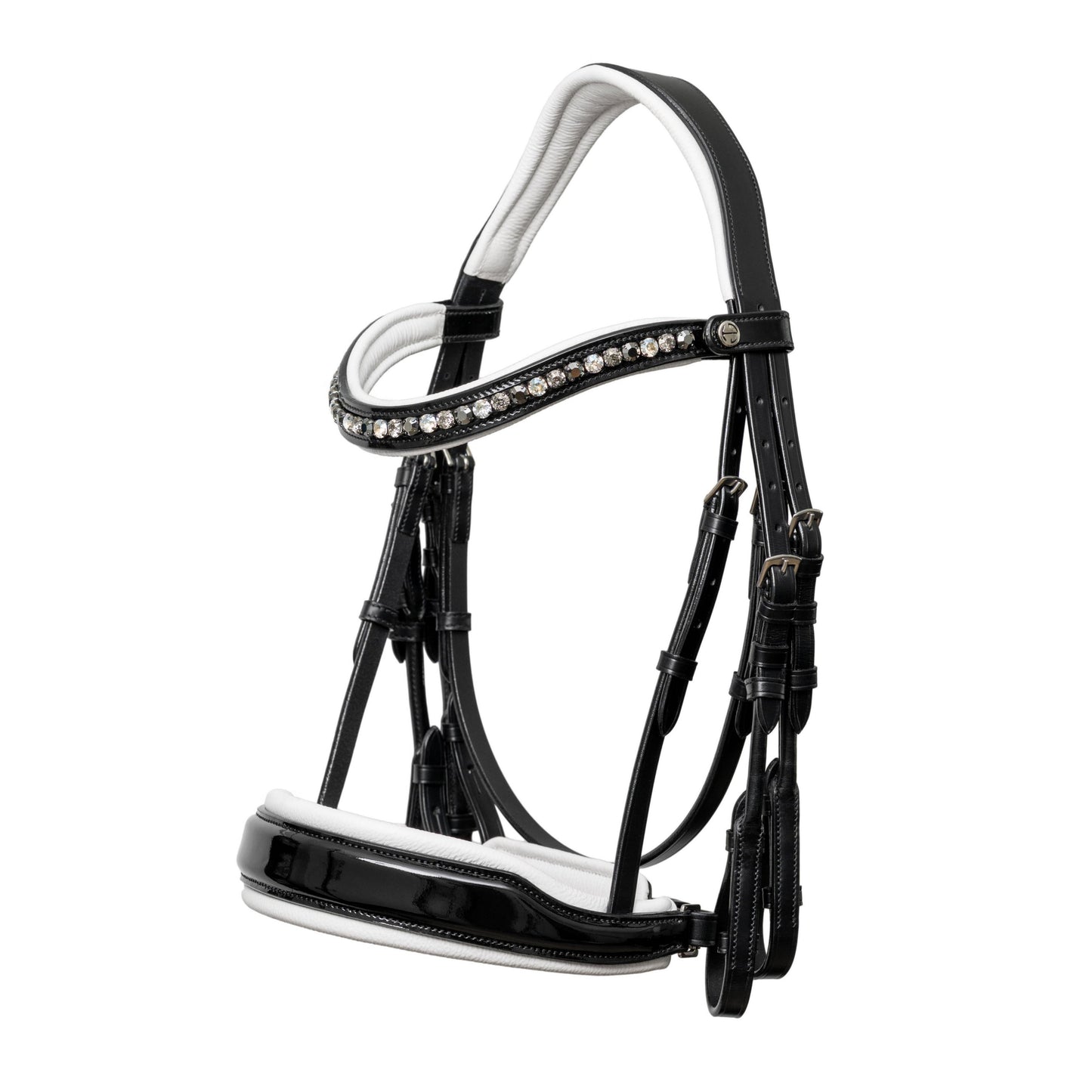 Halter Ego® Mont Blanc Black Patent Double Bridle With White Padding