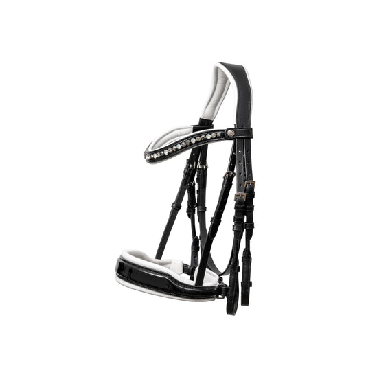 Halter Ego® Mont Blanc Black Patent Double Bridle With White Padding