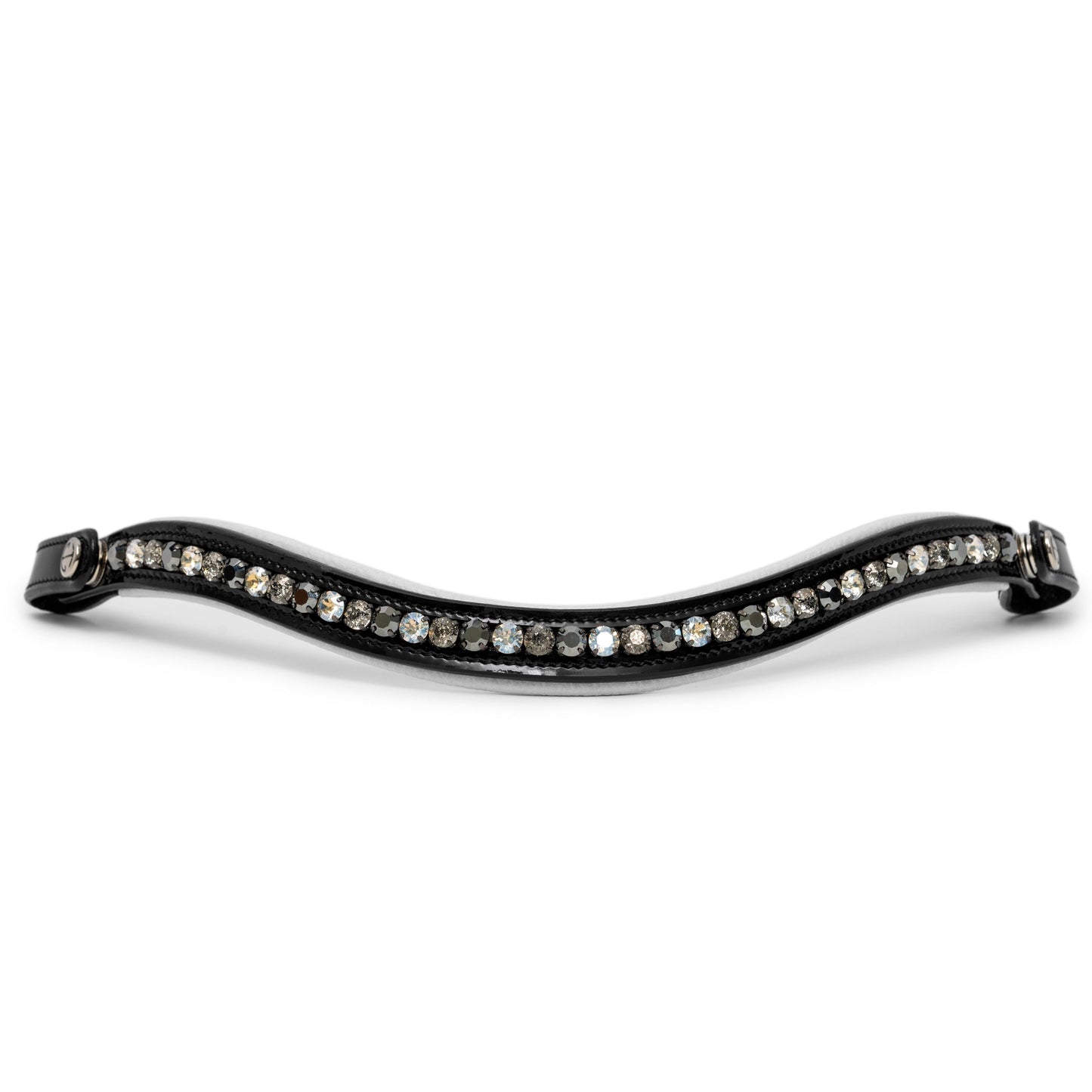 Halter Ego® Mont Blanc Black Patent Leather Snaffle Bridle With White Padding & Removable Flash