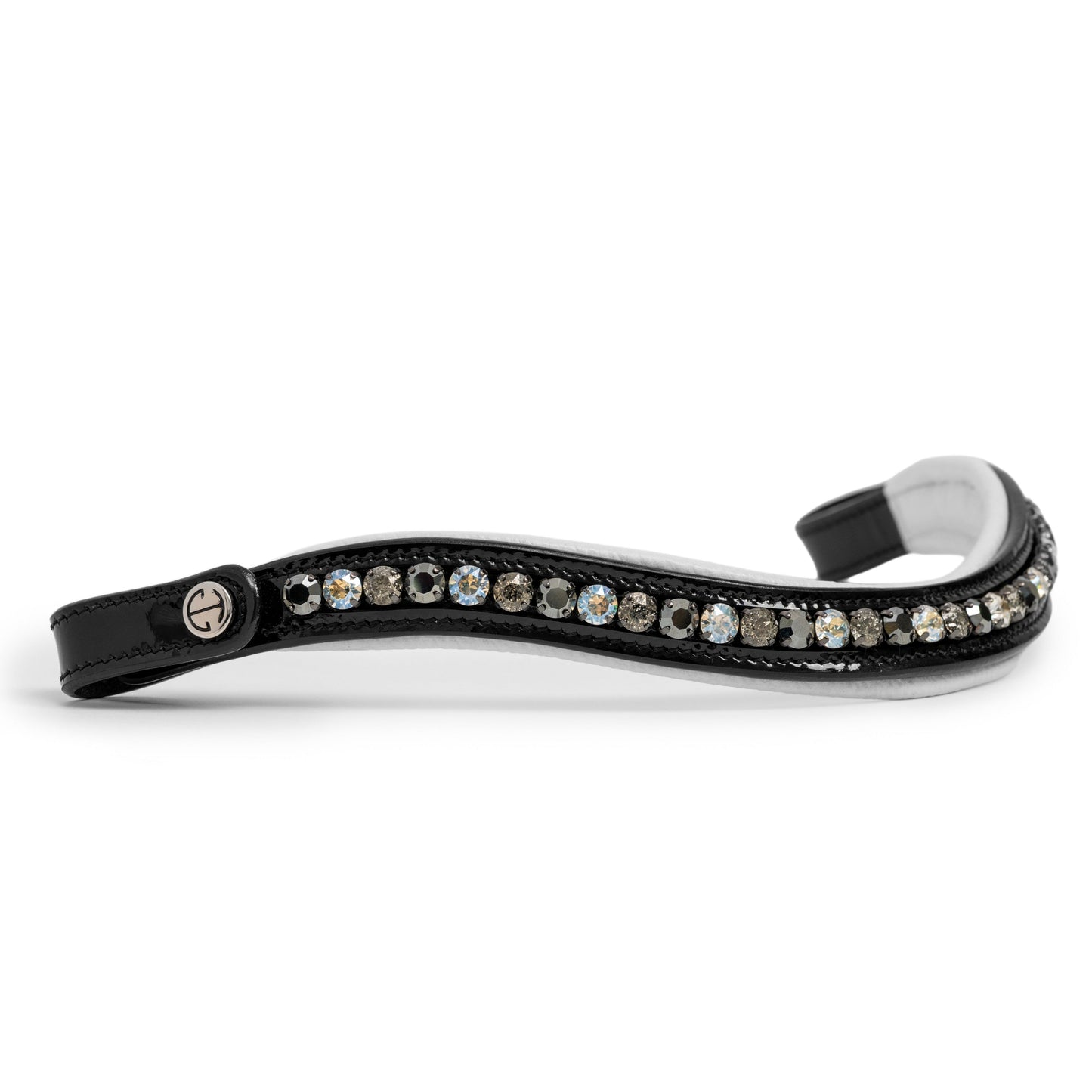 Halter Ego® Mont Blanc Black Patent Leather Snaffle Bridle With White Padding & Removable Flash