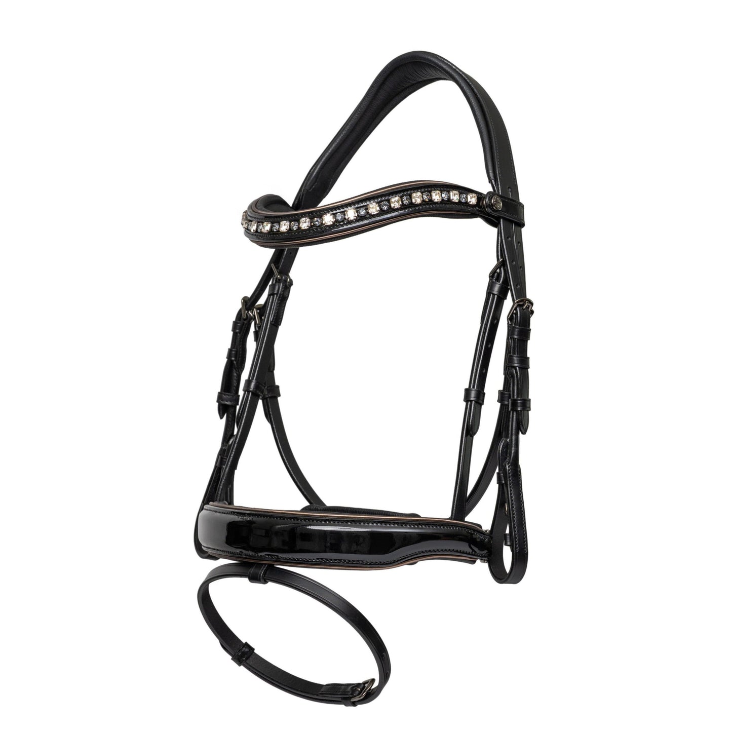 Halter Ego® Ocala Black Patent Leather Snaffle Bridle With Removable Flash