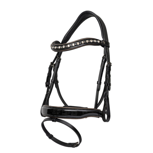 Halter Ego® Ocala Black Patent Leather Snaffle Bridle With Removable Flash