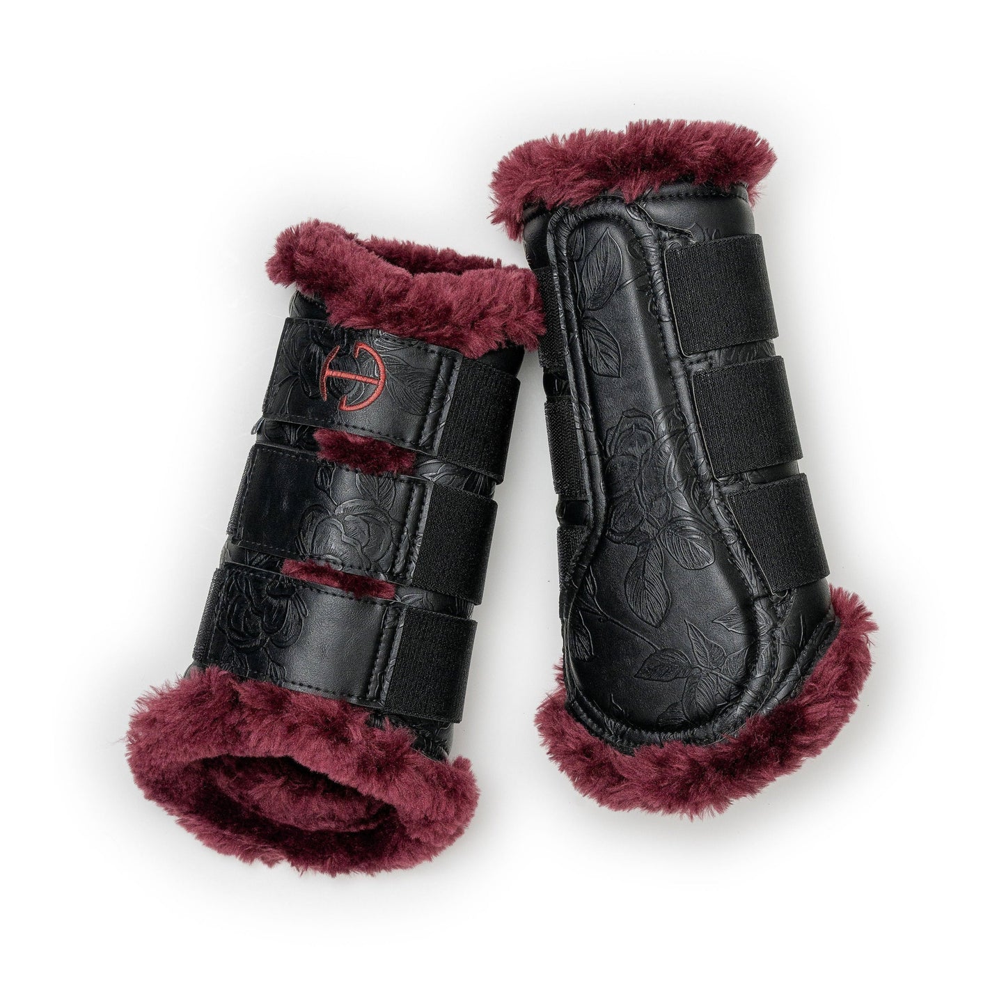 Halter Ego® Romance Collection Brushing Boots - Black & Crimson Rose
