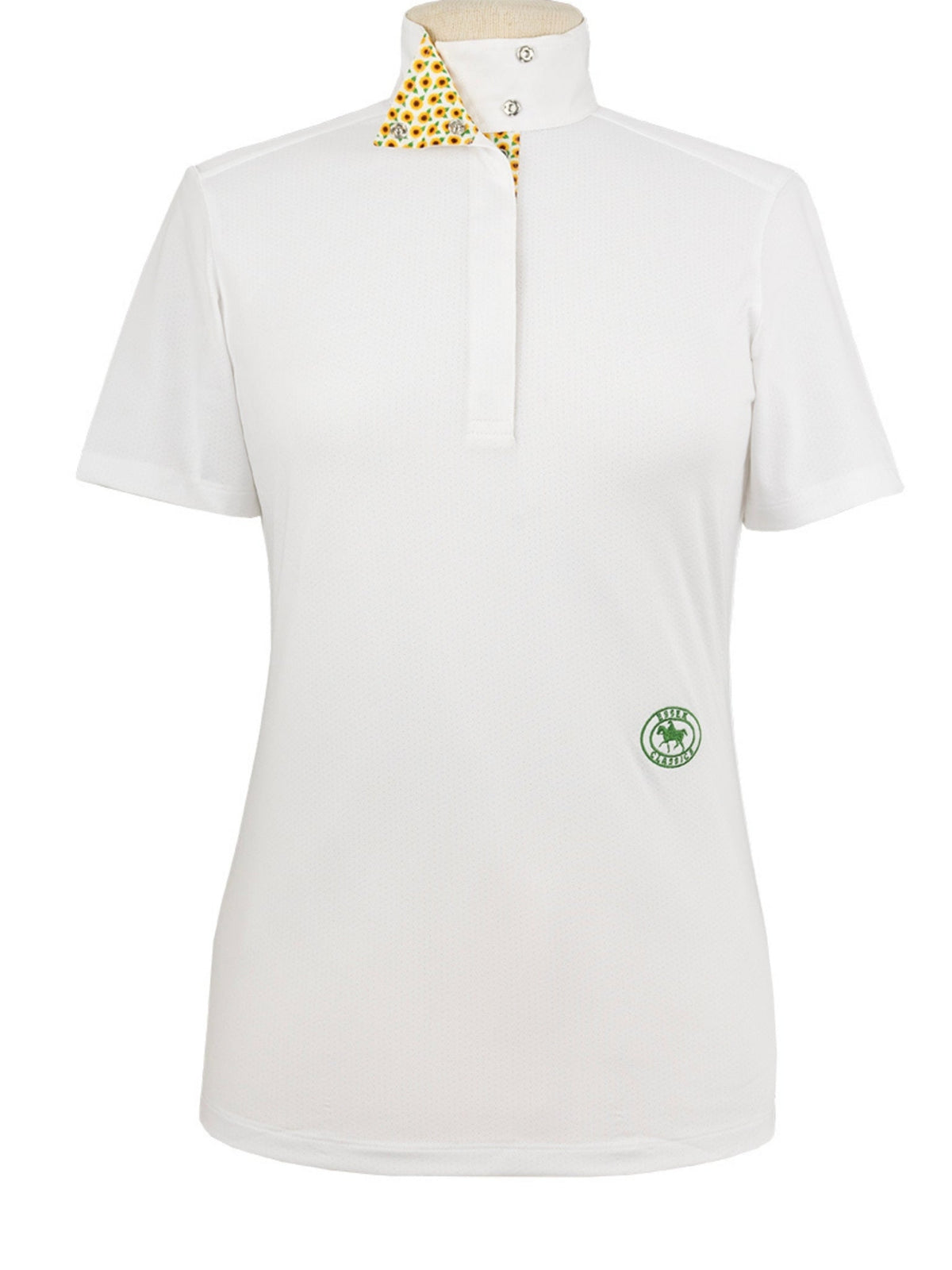 Essex Classics - Sunflowers Ladies Talent Yarn Wrap Collar Short Sleeve Show Shirt