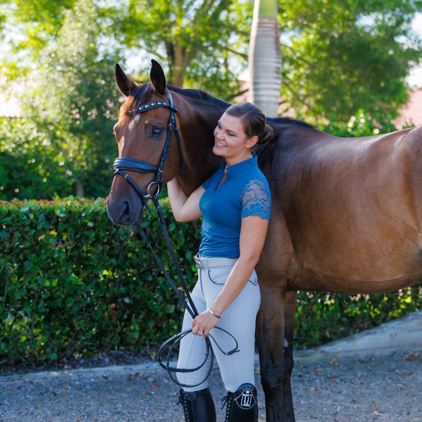 Halter Ego® Evolution Mid Waist Full Seat Breeches - Light Alloy Gray
