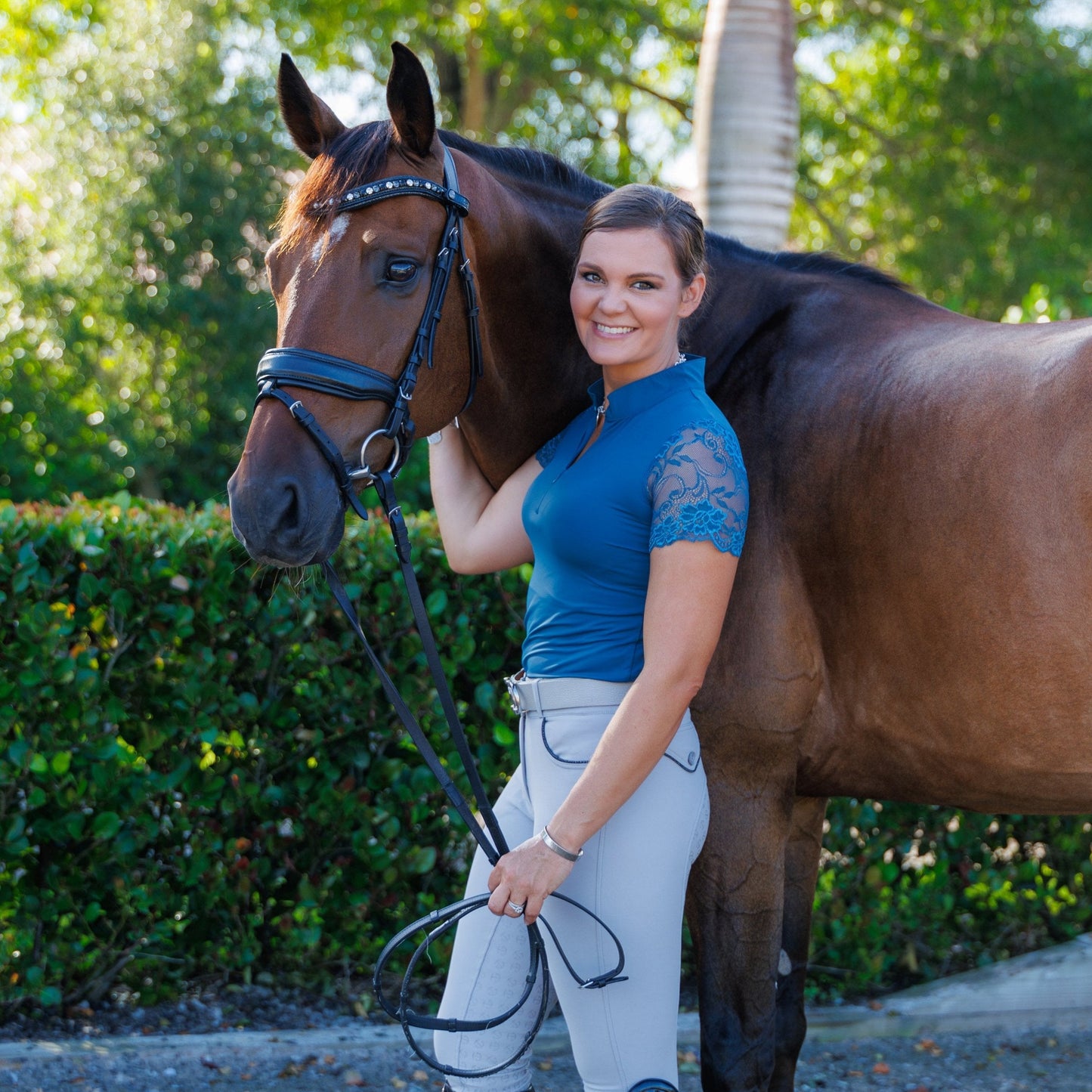 Halter Ego® Evolution Mid Waist Full Seat Breeches - Light Alloy Gray