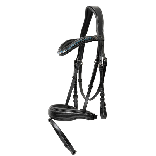 Halter Ego® Doc Marten Black Leather Snaffle Bridle with Removable Flash